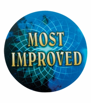 2 Inch in Diameter Round 'Most Improved' Mylar Insert
