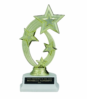 MULTIPLE STAR TROPHY, 7-1/4 INCH, WHITE MARBLE BASE