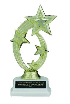 MULTIPLE STAR TROPHY, 7-1/4 INCH, WHITE MARBLE BASE