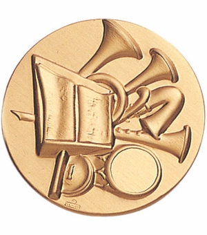 2-Inch in Diameter Round Metal Band Themed Stamped Insert in Gold
