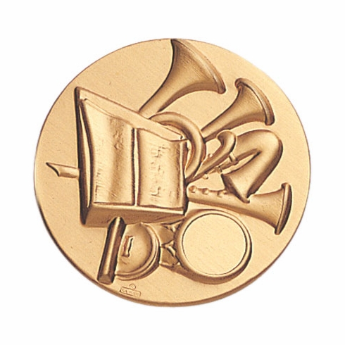 2-Inch in Diameter Round Metal Band Themed Stamped Insert in Gold