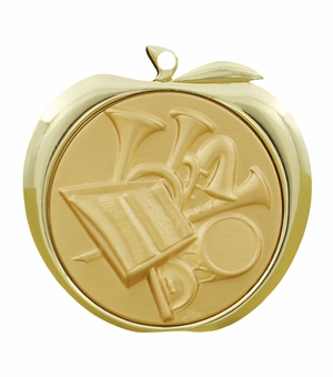 2 Inch Band Themed Apple Medal in Gold, Silver, or Bronze