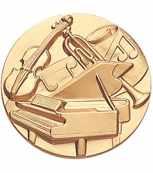 2-Inch in Diameter Round Metal Classical Music Themed Stamped Insert in Gold