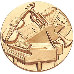 2-Inch in Diameter Round Metal Classical Music Themed Stamped Insert in Gold