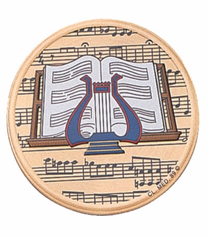 2 Inch in Diameter Round Metal Litho-Print Music Themed Medallion Insert
