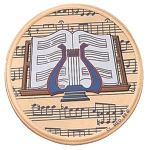 2 Inch in Diameter Round Metal Litho-Print Music Themed Medallion Insert