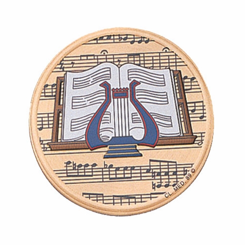 2 Inch in Diameter Round Metal Litho-Print Music Themed Medallion Insert