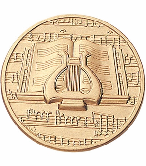 2-Inch in Diameter Round Stamped Metal Music Themed Insert in Multiple Colors