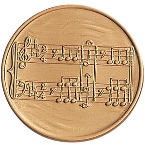 2-Inch in Diameter Round Metal Music Themed Stamped Insert in Multiple Colors