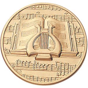 2-Inch in Diameter Round Stamped Metal Music Themed Insert in Multiple Colors