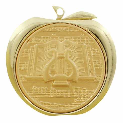 2 Inch Musical Lyre Apple Medal in Gold, Silver, or Bronze