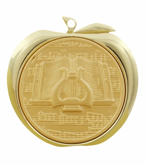 2 Inch Musical Lyre Apple Medal in Gold, Silver, or Bronze