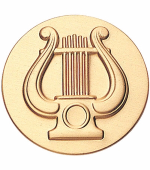 2-Inch in Diameter Round Metal Lyre Themed Stamped Insert in Gold