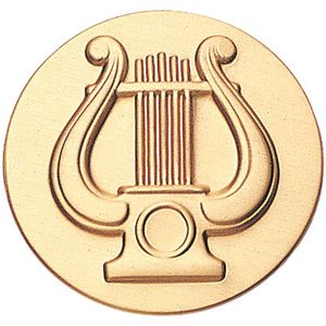 2-Inch in Diameter Round Metal Lyre Themed Stamped Insert in Gold