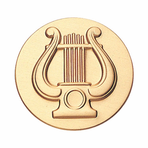 2-Inch in Diameter Round Metal Lyre Themed Stamped Insert in Gold