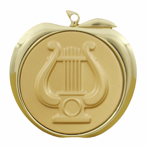 MUSIC LYRE APPLE MEDAL - GOLD, SILVER OR BRONZE