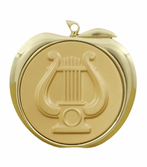 MUSIC LYRE APPLE MEDAL - GOLD, SILVER OR BRONZE