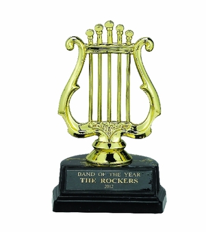 MUSIC LYRE TROPHY, 5 INCH, BLACK MARBLE BASE