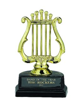 MUSIC LYRE TROPHY, 5 INCH, BLACK MARBLE BASE