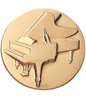2-Inch in Diameter Round Metal Piano Themed Stamped Insert in Gold