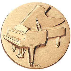 2-Inch in Diameter Round Metal Piano Themed Stamped Insert in Gold