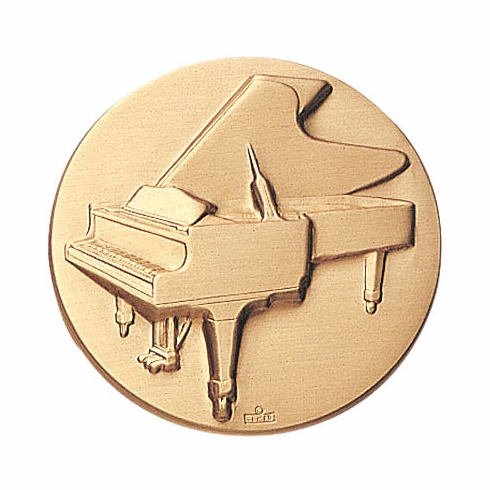 2-Inch in Diameter Round Metal Piano Themed Stamped Insert in Gold