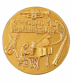 2-Inch in Diameter Round Stamped Metal Musical Themed Insert in Multiple Colors