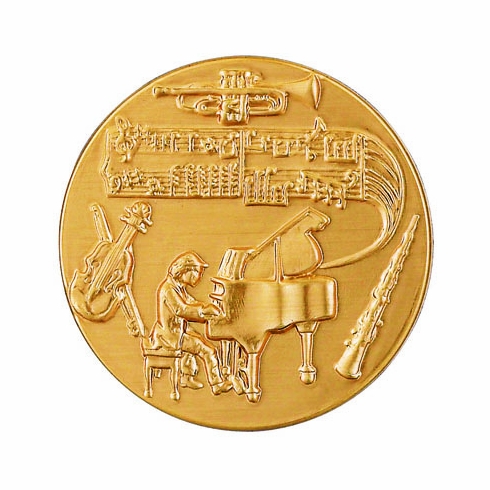 2-Inch in Diameter Round Stamped Metal Musical Themed Insert in Multiple Colors