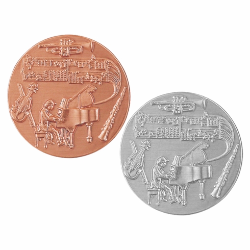 2-Inch in Diameter Round Stamped Metal Musical Themed Insert in Multiple Colors