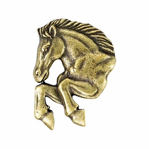 1-3/8 Inch in Height Mustang Mascot Pin in Antique Brass