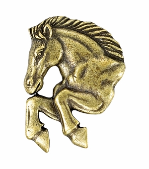 1-3/8 Inch in Height Mustang Mascot Pin in Antique Brass