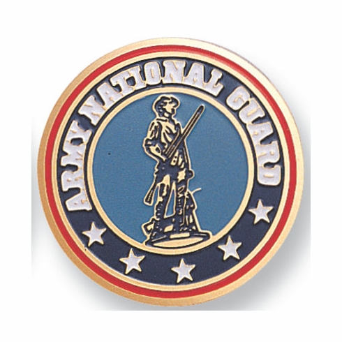 2-Inch in Diameter Round Etched-Enameled Metal National Guard Medallion Insert in Gold with Peel-and-Stick Back