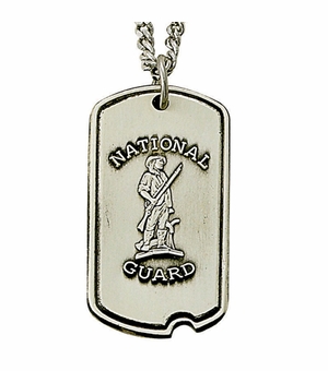 NATIONAL GUARD STERLING SILVER DOG TAG PLAIN BACK FOR ENGRAVING