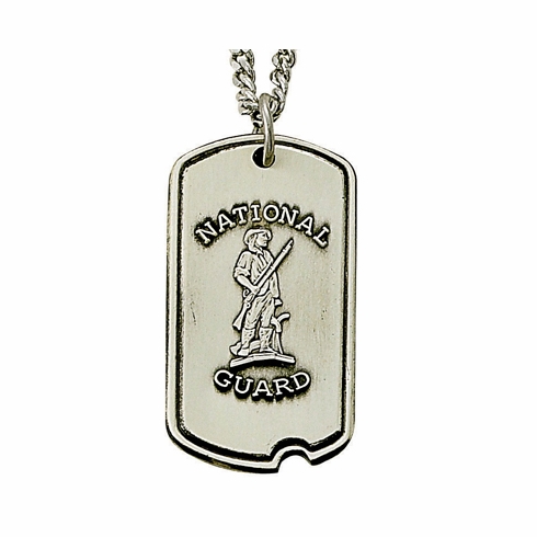 NATIONAL GUARD STERLING SILVER DOG TAG PLAIN BACK FOR ENGRAVING