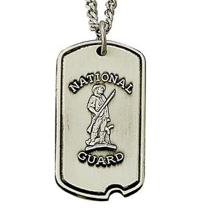 NATIONAL GUARD STERLING SILVER DOG TAG PLAIN BACK FOR ENGRAVING