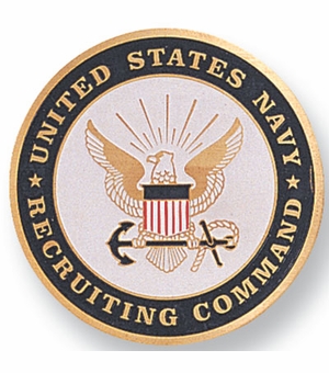 2-Inch in Diameter Round Etched-Enameled Metal United States Navy Medallion Insert in Gold with Peel-and-Stick Back
