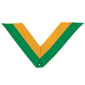 NECK RIBBON, GREEN AND GOLD