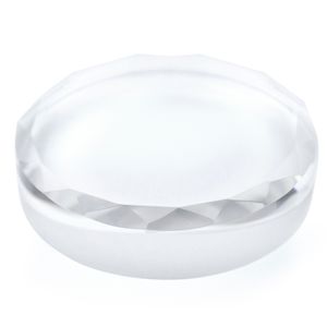 3-1/2 x 1/2 INCH OPTICAL CRYSTAL ROUND FACETED PAPERWEIGHT
