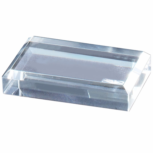 OPTICAL CRYSTAL RECTANGULAR PAPERWEIGHT WITH BEVELED EDGES