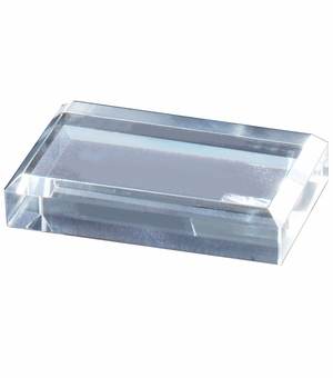 OPTICAL CRYSTAL RECTANGULAR PAPERWEIGHT WITH BEVELED EDGES