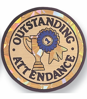 2 Inch in Diameter Round Outstanding Attendance Insert with Mylar Detailing