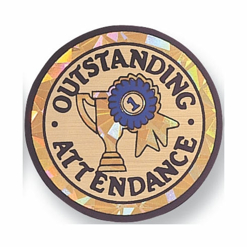 2 Inch in Diameter Round Outstanding Attendance Insert with Mylar Detailing