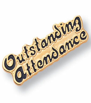 3/8 Inch in Height Enameled 'Outstanding Attendance' Pin in Gold