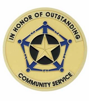 2 INCH OUTSTANDING COMMUNITY SERVICE, ETCHED ENAMELED MEDALLION INSERT
