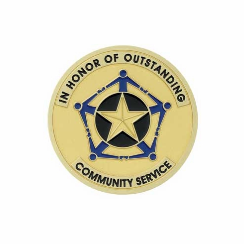 OUTSTANDING COMMUNITY SERVICE, 2 INCH ETCHED ENAMELED