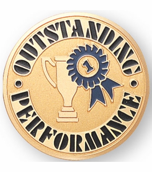 2-Inch in Diameter Round Etched-Enameled Metal Outstanding Performance Medallion Insert in Gold with Peel-and-Stick Back