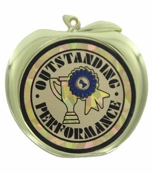 2-1/2 Inch Outstanding Performance Themed Apple Medal in Gold