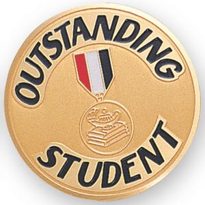 The front image of this 2 inch in diameter etched-enameled insert medallion depicts an artistic black and gold image of a person standing out of a long line of other people, with 'Outstanding Associate' written above and below them. This insert comes with a peel-and-stick feature on its back for easy application, and comes available only in gold.