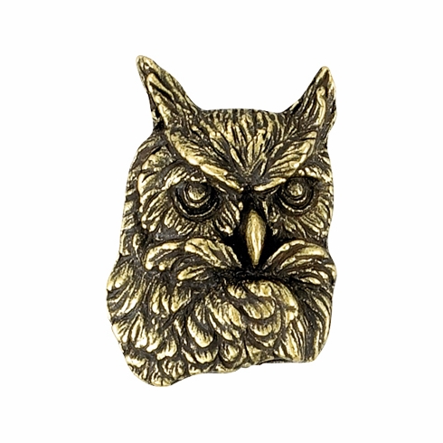 1 Inch in Height Owl Mascot Pin in Antique Brass