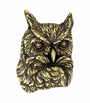 1 Inch in Height Owl Mascot Pin in Antique Brass